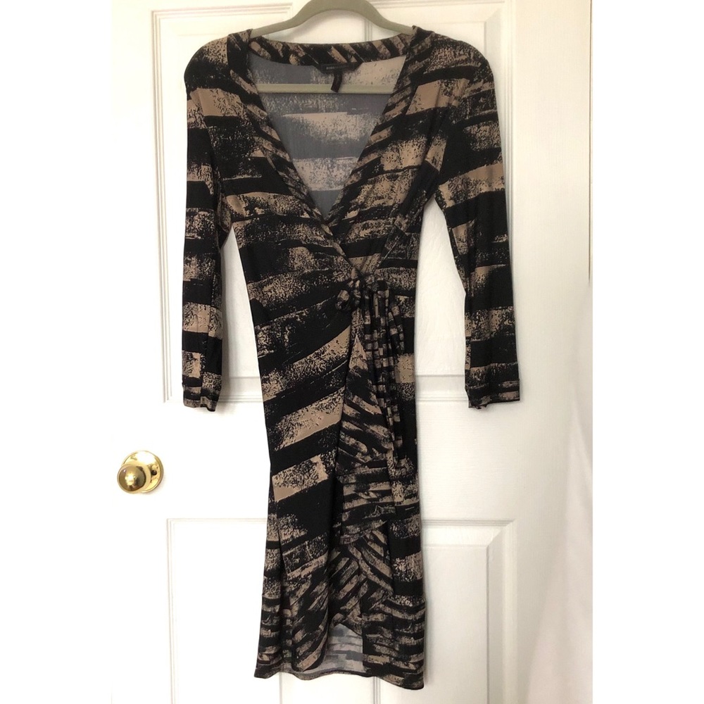 BCBG Black and Tan Wrap Dress